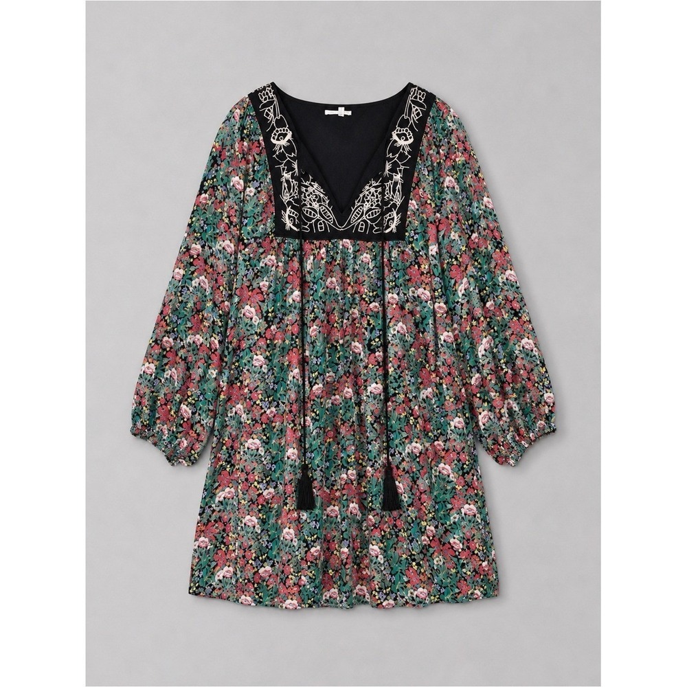 Anthropologie Floreat Floral Bohemian Dress Small Cottage Fairy Grunge Prairie